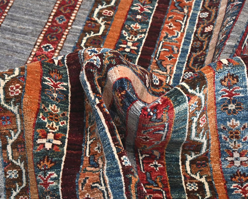 4x6 Gray Khurgeen Afghan Hand Knotted Wool Area Rug